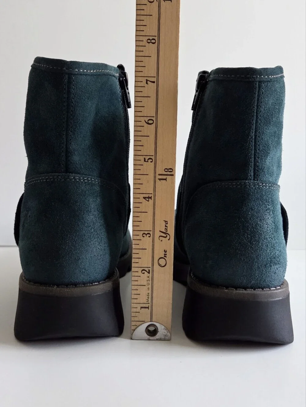 NWOT Fly London Rily Bootie "Oil Suede Petrol" / Teal, Big Buckle Sz 40, 9-9.5 - Picture 10 of 15